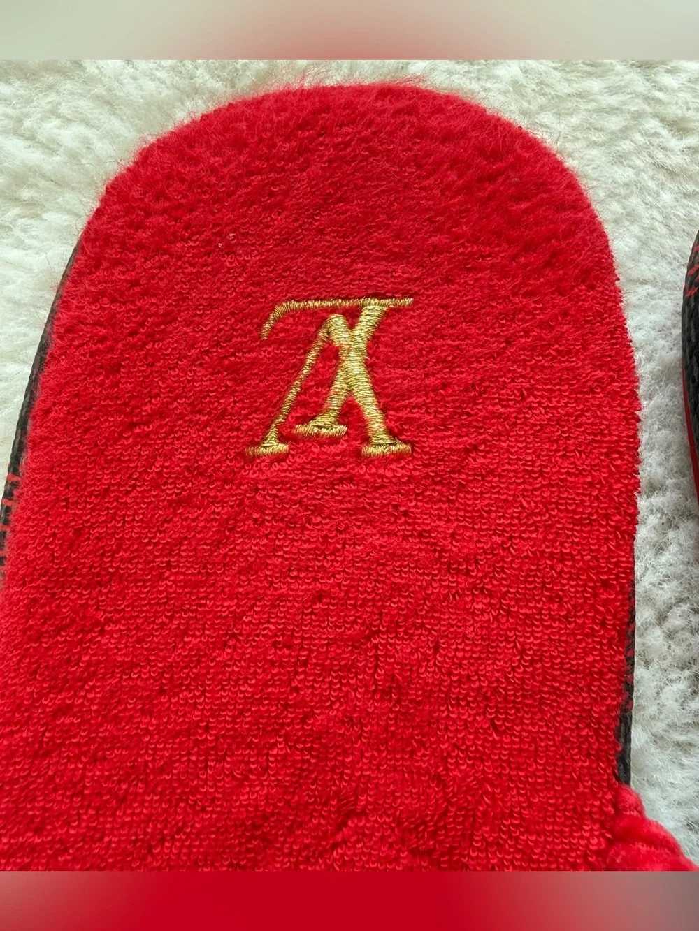 NEW! LOUIS VUITTON Palace Line  Slippers Red Gold Black Damier Size 10 UK/11 UK